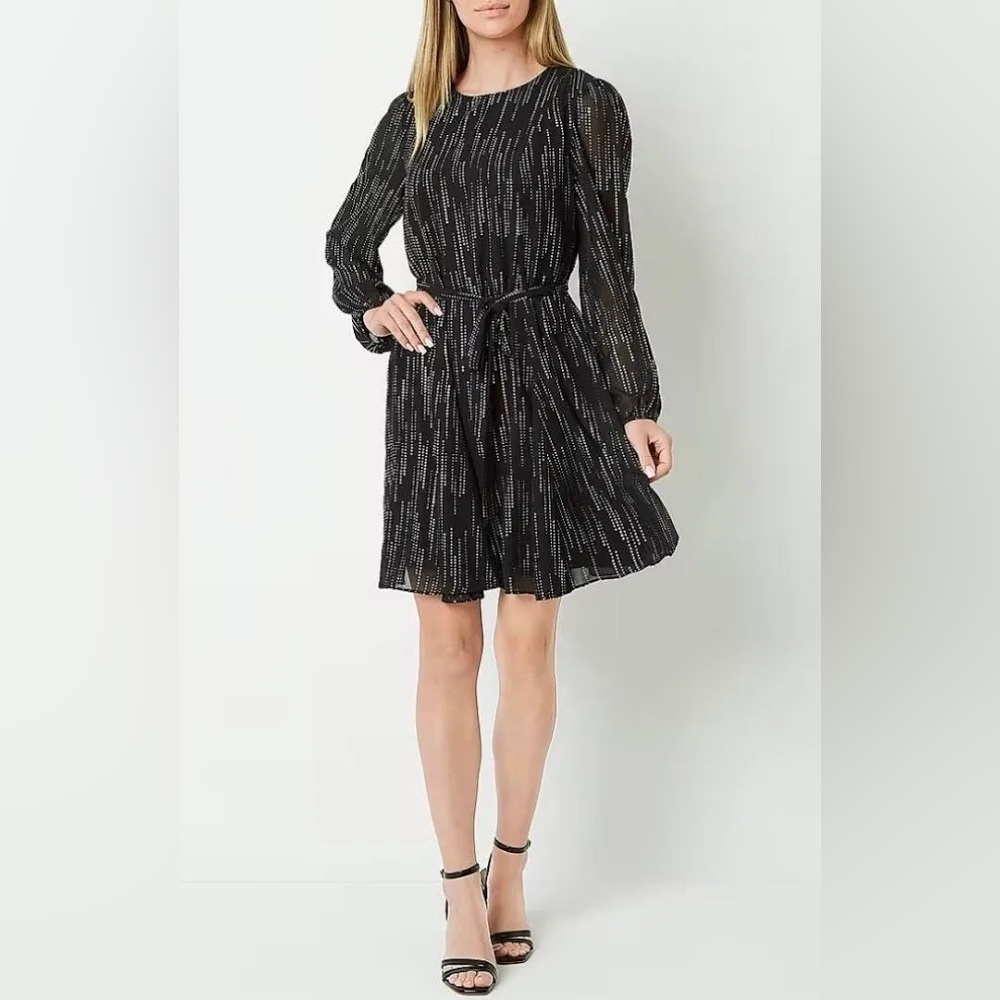 Maia Black and Silver Patterned Dress (Size 12)